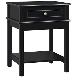 HomCom 23 1/2-in x 15 3/4-in Modern Black MDF Nightstand with Drawer and Shelf