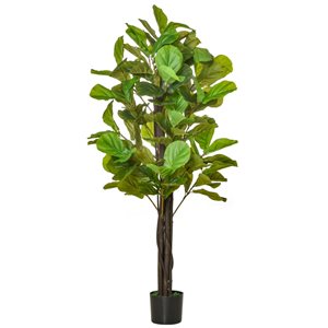 HomCom 61-in Green Artificial Fiddle Leaf Fig Tree in Pot