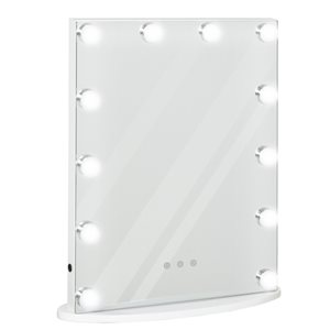 HomCom 5.25-in L x 16.25-in W Rectangle White Framed Vanity Mirror with LED Bulbs