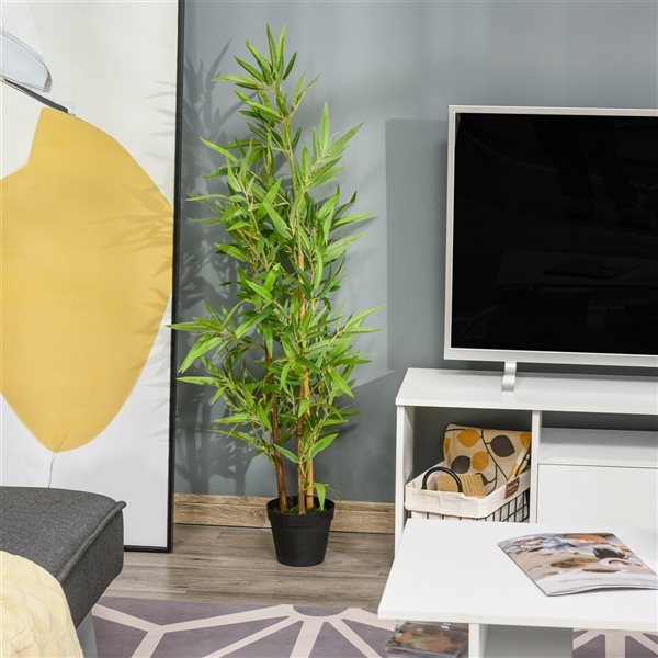 Outsunny 47.25-in Green Artificial Bamboo Tree with Pot