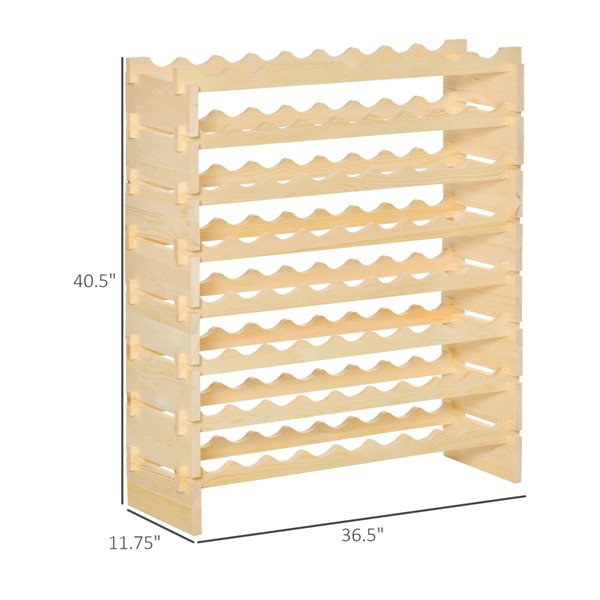 HomCom 72-Bottle Natural Pine Wood Wine Rack