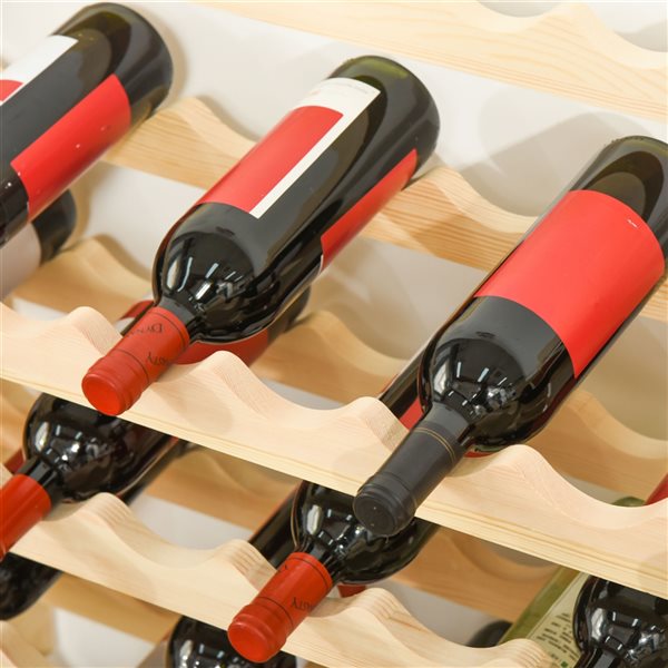 HomCom 72-Bottle Natural Pine Wood Wine Rack