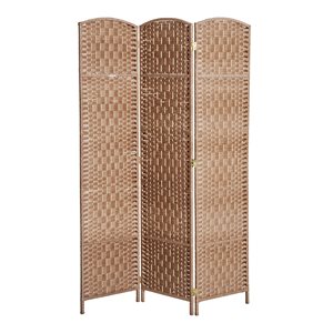 HomCom 3-Panel Brown Resin Wicker Foldable Indoor Privacy Screen