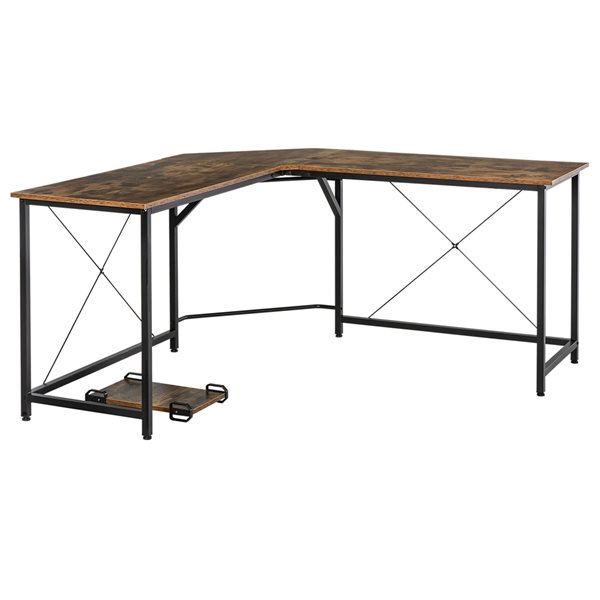 HomCom 59-in Brown Modern/Contemporary L-Shaped Desk 836-288 | RONA