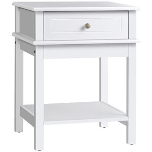 HomCom 23 1/2-in x 15 3/4-in Modern White MDF Nightstand with Drawer and Shelf