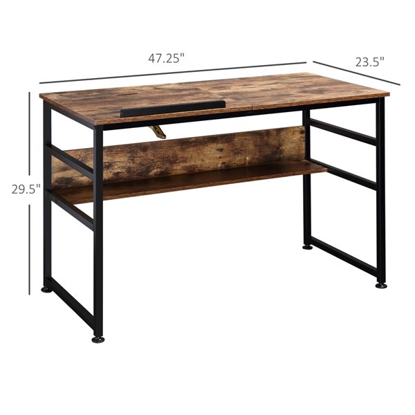 HomCom 47.25-in Brown Modern/Contemporary Adjustable Desk