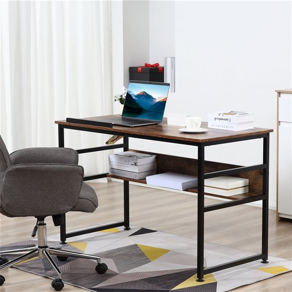 HomCom 47.25-in Brown Modern/Contemporary Adjustable Desk