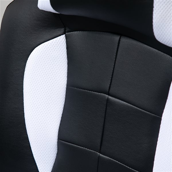 HOMCOM White/Black Contemporary Ergonomic Adjustable Height Swivel Racing Style Executive Chair