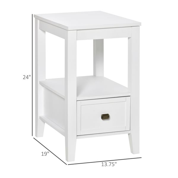 HOMCOM White Wood Rectangular End Table