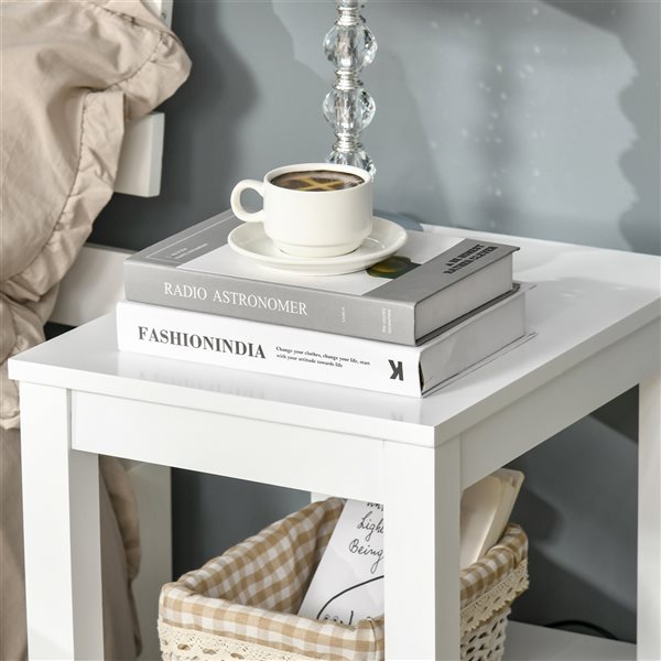 HOMCOM White Wood Rectangular End Table