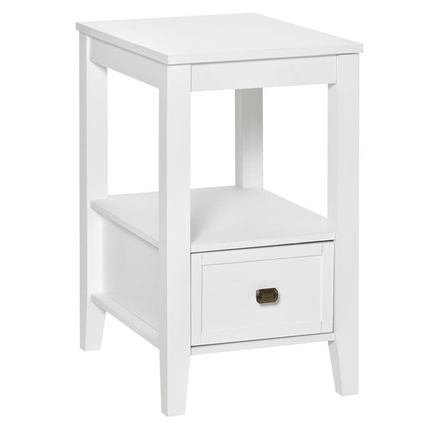 HOMCOM White Wood Rectangular End Table