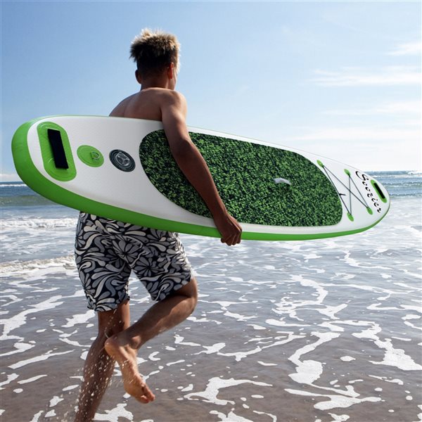 Planche à pagaie gonflable Soozier en PVC vert de 120 po x 30 po avec accessoires