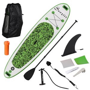 Planche à pagaie gonflable Soozier en PVC vert de 120 po x 30 po avec accessoires