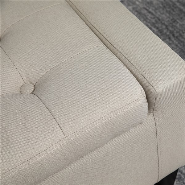 HomCom Beige Polyester Rectangle Upholstered Storage Ottoman Bench with Flipping Top