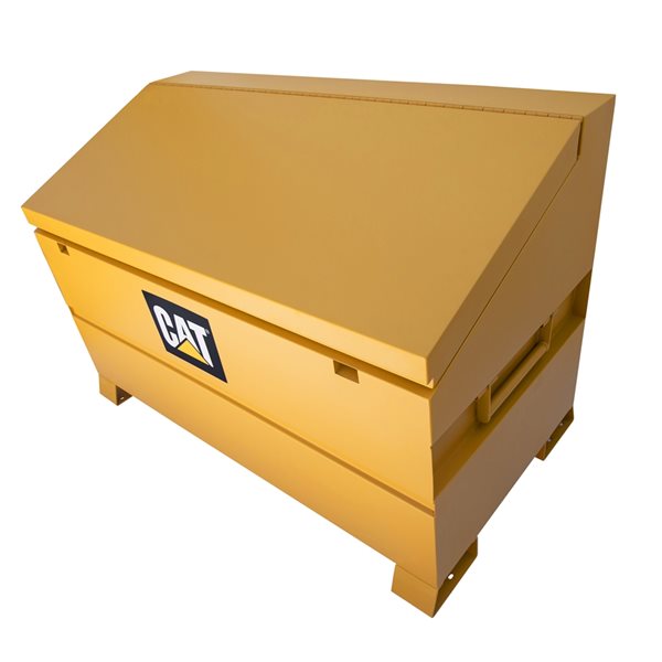 Coffre de chantier jaune à couvercle rabattable CT par Cat de 60 po x 30 po x 40 po en acier avec plateau à outils