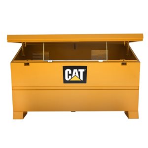 Coffre de chantier jaune à couvercle rabattable CT par Cat de 60 po x 30 po x 40 po en acier avec plateau à outils