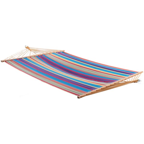 Vivere Tropical Cotton Double Hammock with Wood Spreader Bar