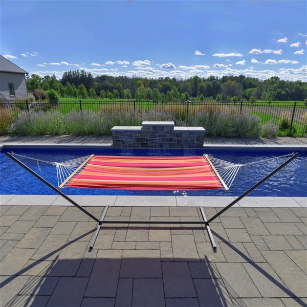 Vivere 13-ft Mimosa Cotton Hammock with Steel Stand