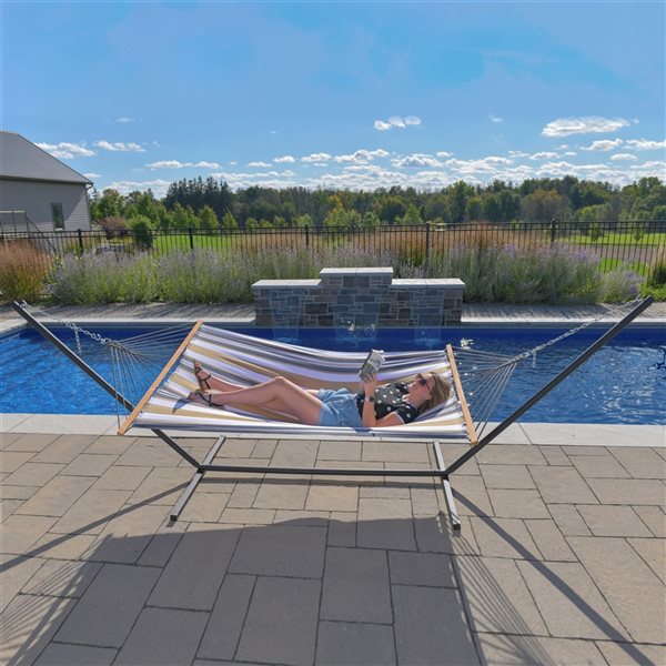 Vivere 13-ft Desert Moon Cotton Hammock with Steel Stand