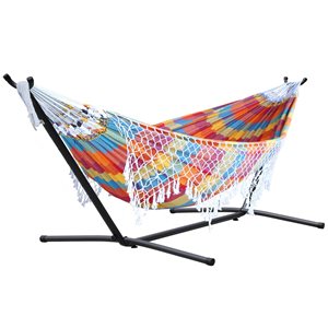 Vivere Marina 10-ft Carnival Cotton Brazilian Hammock with Stand