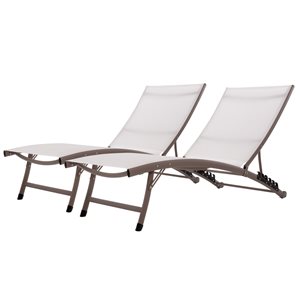 Vivere Clearwater Pearl Acrylic Stackable Sun Loungers with Adjustable Backrest - 2-Pack