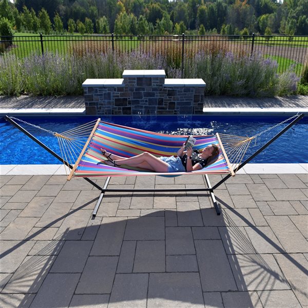 Vivere 13-ft Tropical Cotton Hammock with Steel Stand