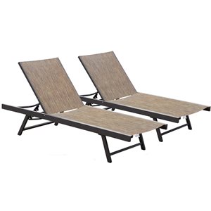 Vivere Urban Granite Acrylic Stackable Sun Loungers with Adjustable Backrest - 2-Pack