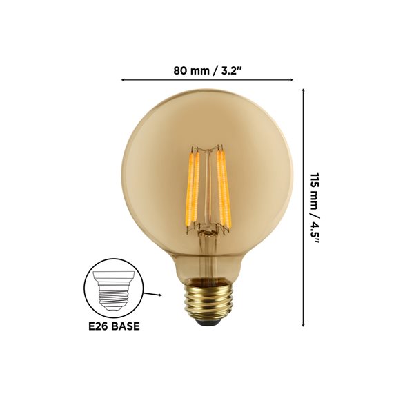 Luminus 40 Watt Equivalent G25 Dimmable Vintage Filament Bulb 2200K Amber (6-Pack)