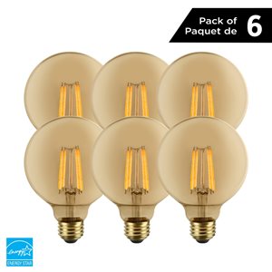 Luminus 40 Watt Equivalent G25 Dimmable Vintage Filament Bulb 2200K Amber (6-Pack)