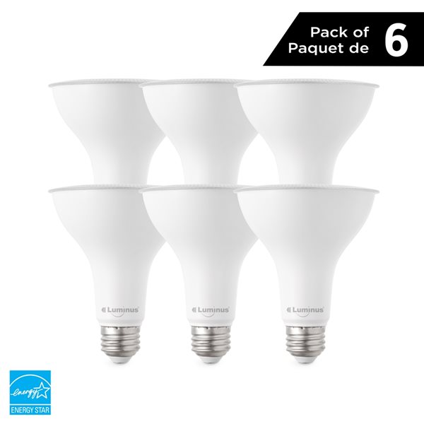 Ampoule à DEL PAR30 faisceau étroit 75W réglable 3000K blanc brillant par Luminus, paquet de 6