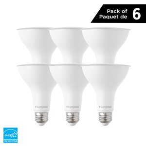 Ampoule à DEL PAR30 faisceau étroit 75W réglable 3000K blanc brillant par Luminus, paquet de 6