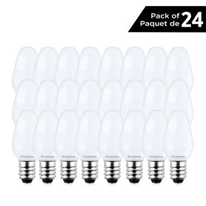 Ampoule à DEL C7 équivalent à 7W non-réglable 2700K blanc chaud par Luminus, paquet de 24