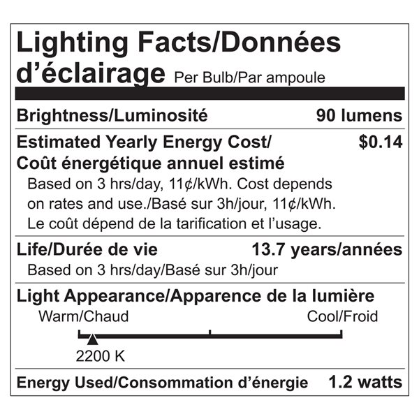 Ampoule à DEL S14 vintage équivalent à 11W non-réglable 2200K ambré par Luminus, paquet de 12