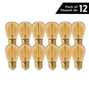 Luminus 11 Watt Equivalent S14 Non-Dimmable Vintage Filament Bulb 2200K Amber (12-Pack)