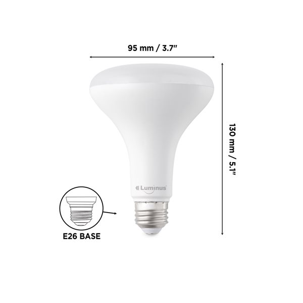 Ampoule à DEL BR30 équivalent à 65W réglable 5000K lumière de jour par Luminus, paquet de 6