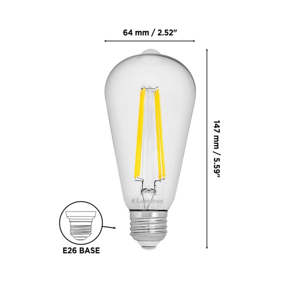 Luminus 60 Watt Equivalent ST19 Dimmable Filament Bulb 2700K Warm White (6-Pack)