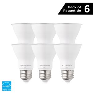 Ampoule à DEL PAR20 faisceau étroit 50W réglable 3000K blanc brillant par Luminus, paquet de 6