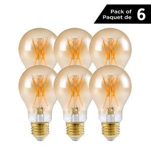 Luminus 40 Watt Equivalent Vintage A19 Dimmable Bulb 2200K Amber (6-Pack)