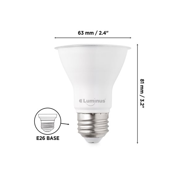 Luminus 50 Watt Equivalent PAR20 Dimmable Flood Bulb 3000K Bright White (6-Pack)