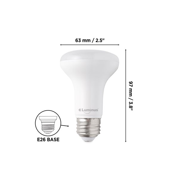 Ampoule à DEL R20 équivalent à 50W réglable 2700K blanc chaud par Luminus, paquet de 6