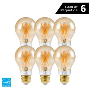 Luminus 60 Watt Equivalent A19 Dimmable Vintage Filament Bulb 2200K Amber (6-Pack)