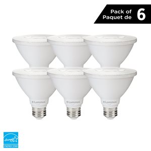 Ampoule à DEL PAR30 à col raccourci 75W réglable 3000K blanc brillant par Luminus, paquet de 6