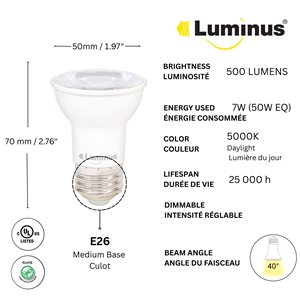 Luminus 50 Watt Equivalent PAR16 Dimmable Bulb 5000K Daylight (6-Pack)