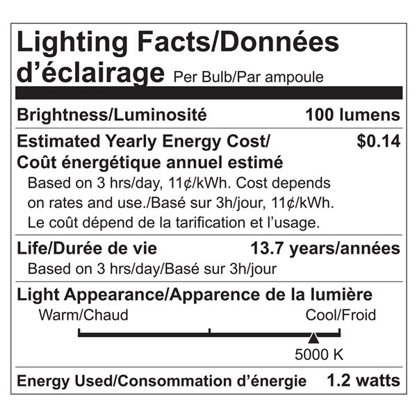 Ampoule à DEL S14 filament 11W non-réglable 5000K lumière de jour par Luminus, paquet de 12