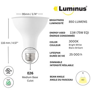 Luminus 75 Watt Equivalent PAR30 Dimmable Flood Bulb 3000K Bright White (6-Pack)