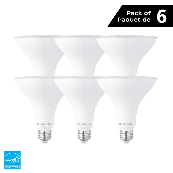 Ampoule à DEL PAR 38 faisceau étroit 120W réglable 3000K blanc brillant par Luminus, paquet de 6