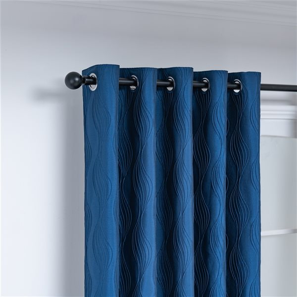 Panneau de rideau assombrissant double bleu marine en polyester Surf par Gouchee Home de 96 po