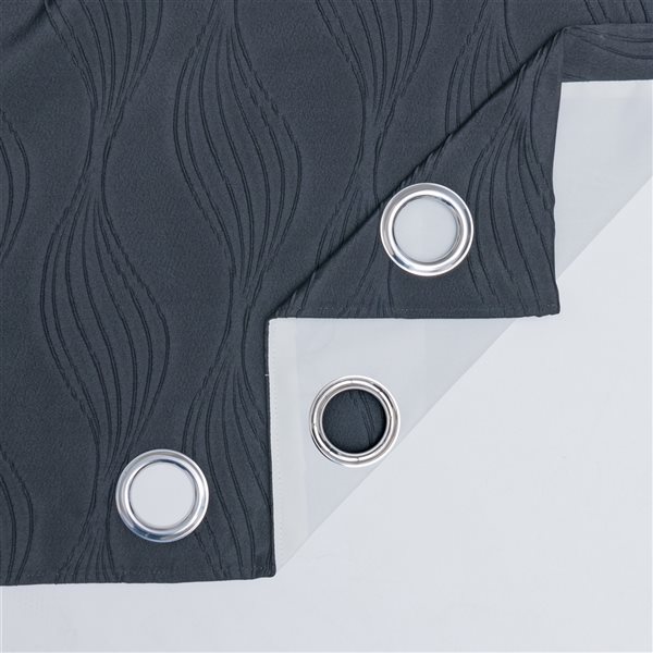 Gouchee Home Surf 96-in Black Polyester Room Darkening Curtain Panel Pair