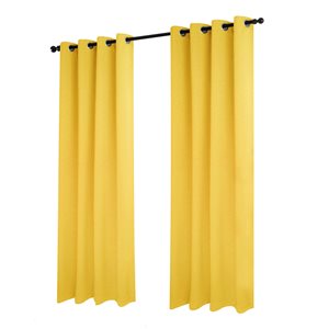 Panneau de rideau filtrant double jaune en polyester Lingle par Gouchee Home de 96 po