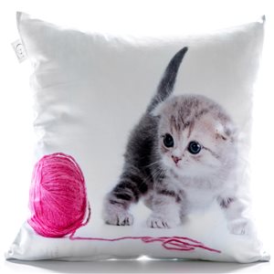 Gouchee Home Baby Cat 18-in x 18-in Square Grey/White Throw Pillow